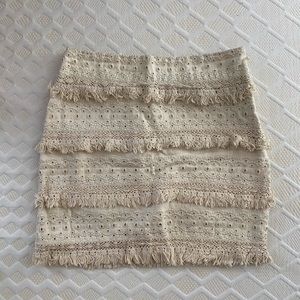 Anthropologie eyelet and fringe skirt